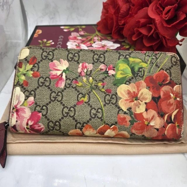 Gucci Zip Around Wallet Blooms Flower Pink in Pink Leather from The Reluxe
