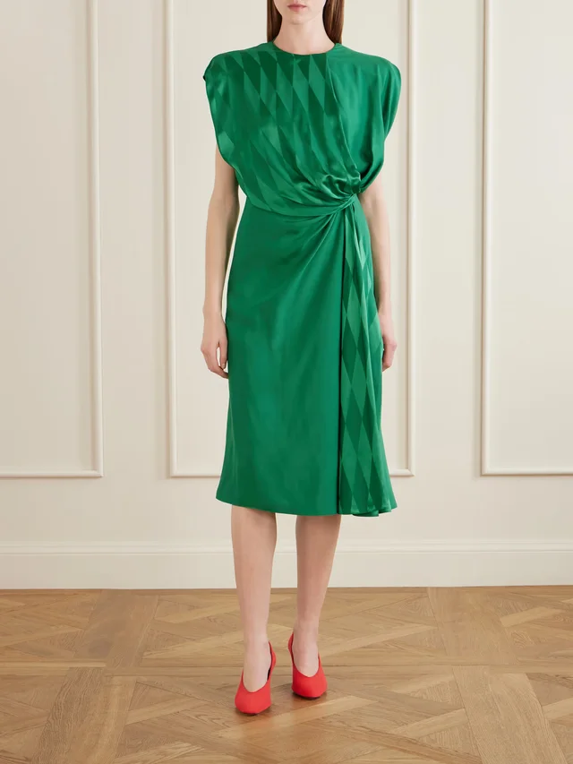 VERSACE Rhombuses printed jacquard-satin midi dress in Green, photo 2 of 2 from NET-A-PORTER (Canada)