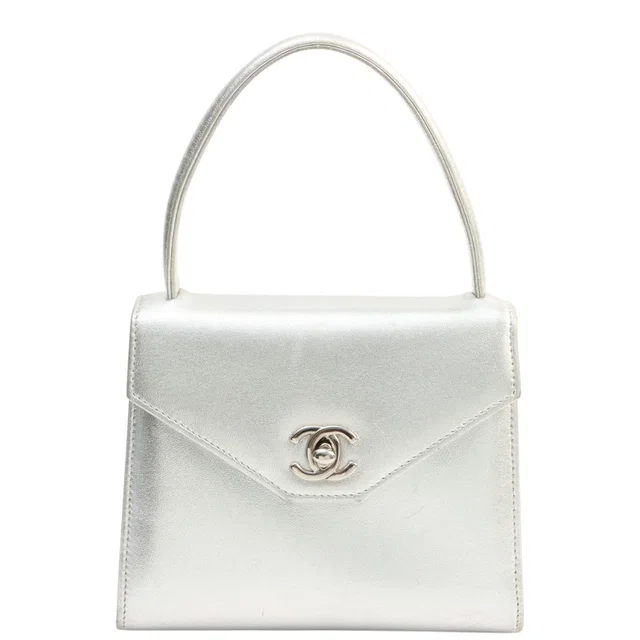 Chanel Metallic CC Turnlock Mini Handbag Silver, circa 1997 in Silver Calfskin from VINTAGE QOO TOKYO