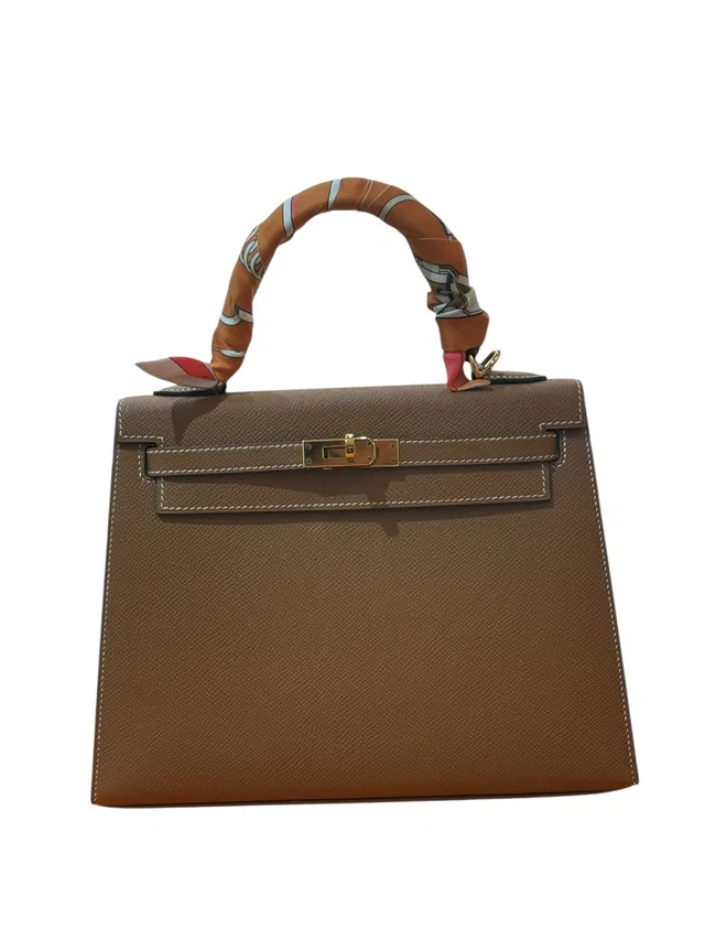 Hermès Kelly 25cm Epsom in Gold Sellier with GHW W Stamp - Full Set in Gold Epsom leather from Luxury Promise