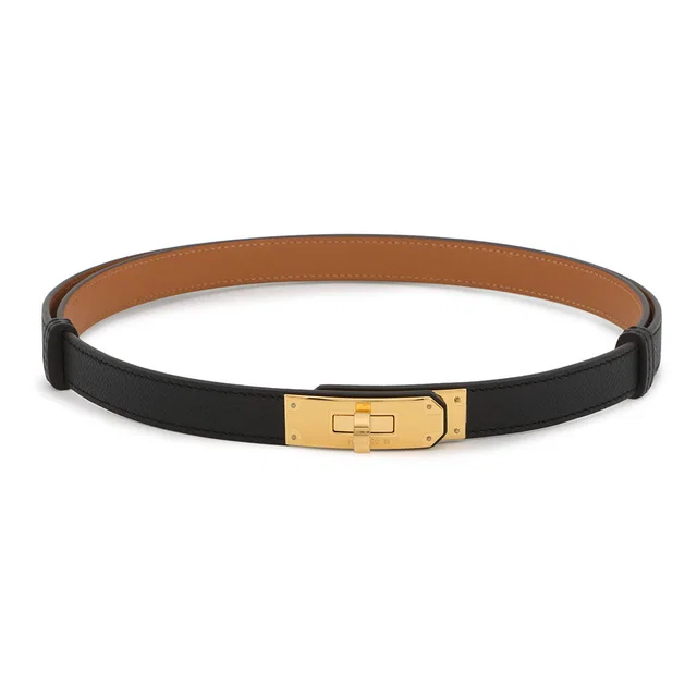 Hermès Kelly Belt Black/Gold Epsom Swift Leather in Black Epsom leather from GALLERY RARE