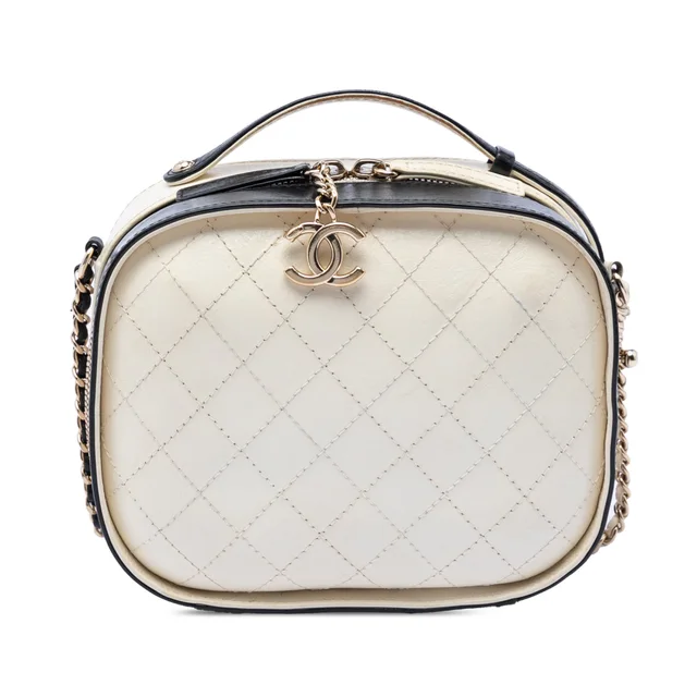 Beige Chanel Small CC Crumpled Calfskin Vanity Case Satchel in Beige Calfskin from Designer Revival, photo 1 of 1