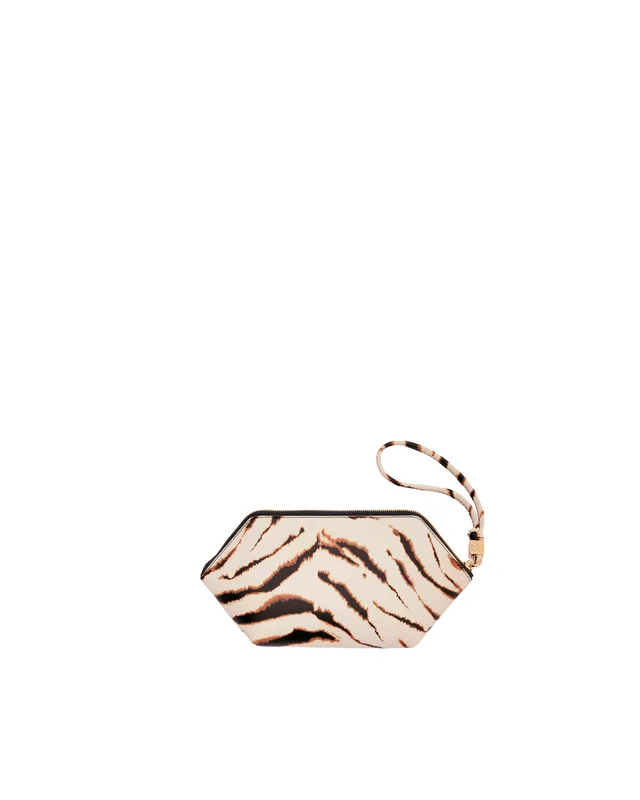GANNI Tiger-Striped Polyurethane Clutch — Beige in Beige from HEWI, photo 2 of 2