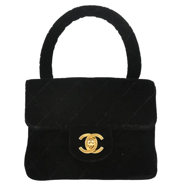 Chanel 1994-1996 Black Velvet Classic Flap Micro Handbag in Black Velvet from AMORE Vintage Tokyo