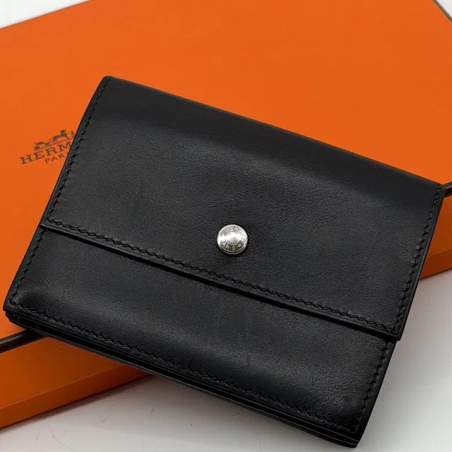Hermès Sakura Card Case Black Box Calf Business in Black Box leather from The Reluxe