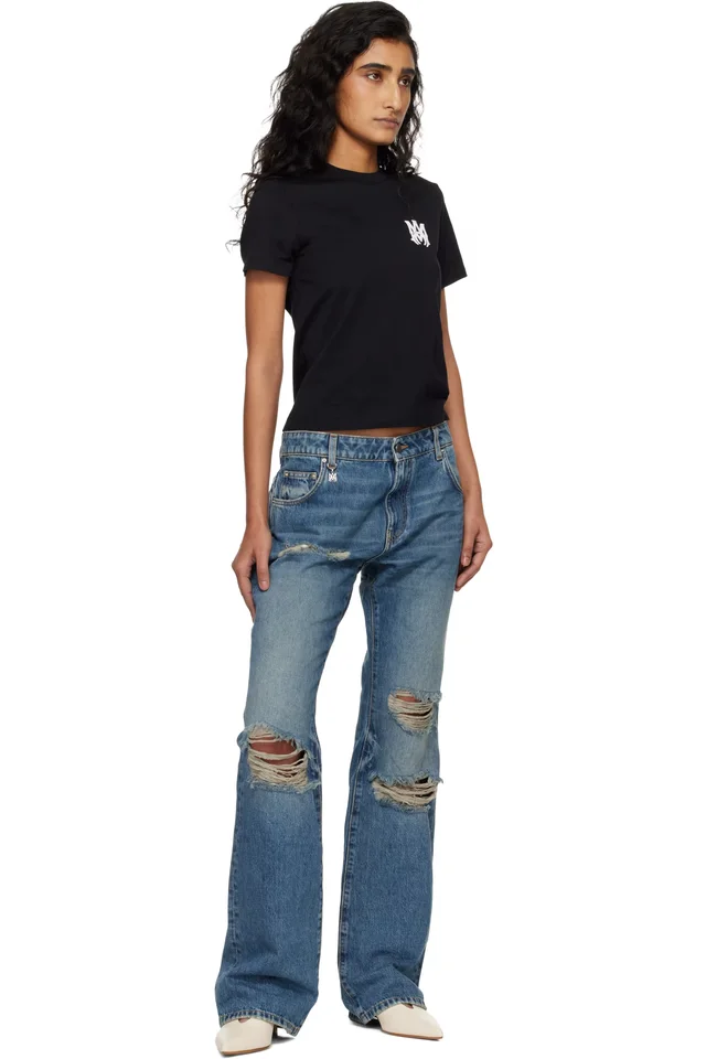 AMIRI Blue Slash Jeans, photo 4 of 4 from SSENSE