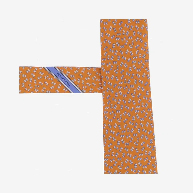 Ferragamo Silk Printed Necktie — Orange Neckties in Orange Silk from HEWI