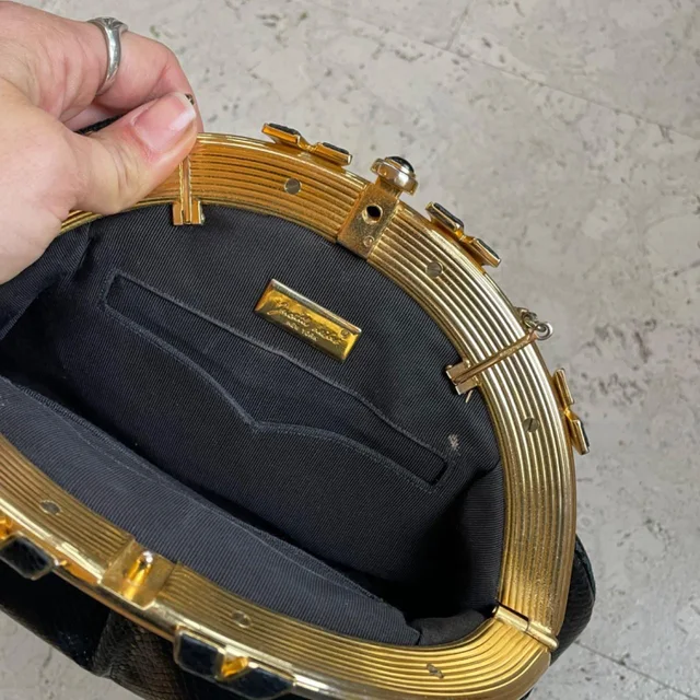 Judith Leiber Women's Shoulder bags - Black/Gold in black|gold from Depop, photo 6 of 7