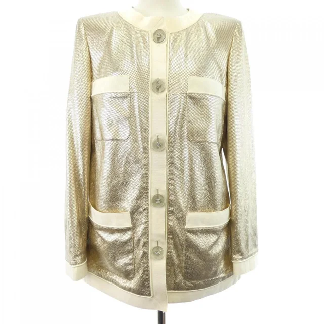 Chanel Collarless Jacket Gold in Gold from The Reluxe