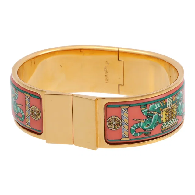 Hermès Emaillé GM Pink/Gold/Multi in Pink from VINTAGE QOO TOKYO