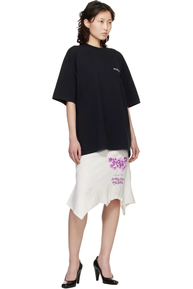 VETEMENTS Black Iconic Logo T-shirt, photo 4 of 4 from SSENSE