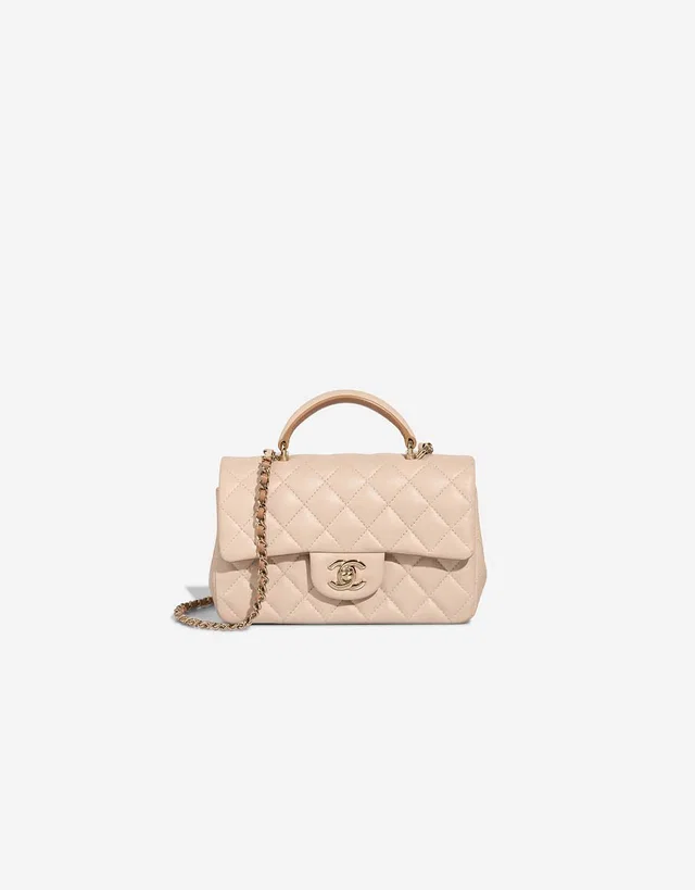 Chanel Timeless Handle Mini Rectangular Lamb Beige / Écru in Beige, Multicolour, White Lambskin from SACLÀB