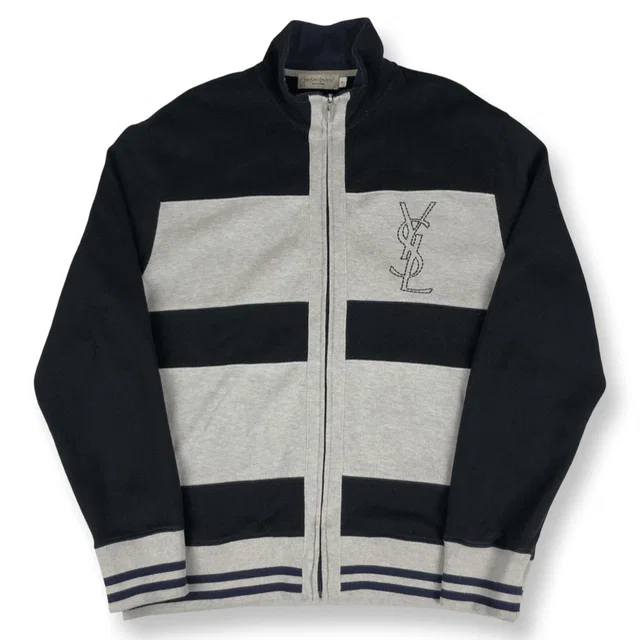 Zipper YSL Sweatshirt Logo Striped in Grey, Men's (Size XL) in gray from Grailed