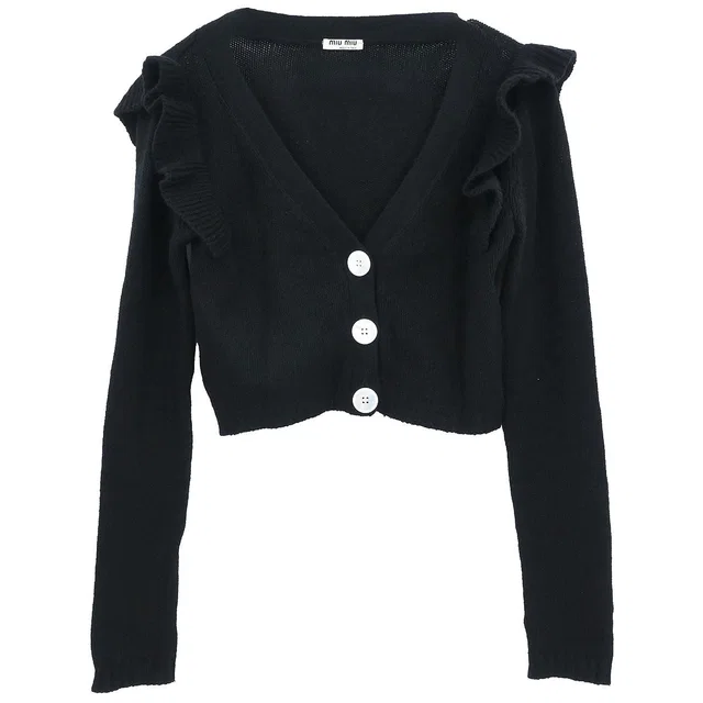 Miu Miu 2019 Cardigan Black #36 in Black Cashmere from AMORE Vintage Tokyo