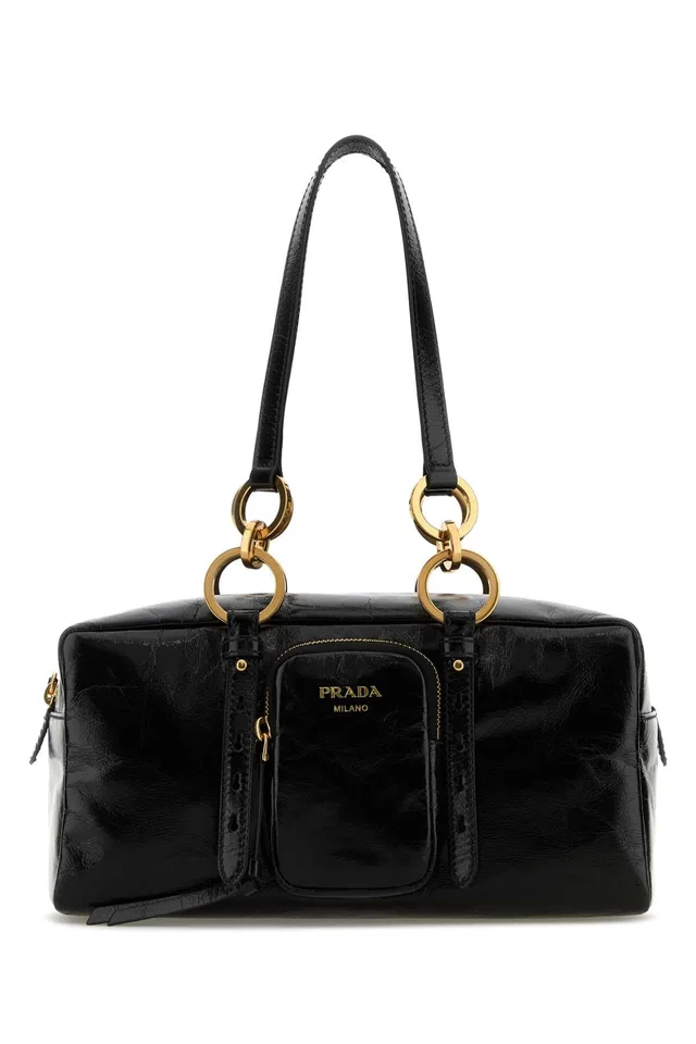 Prada Bauletto Shoulder Bag — Black Vitello in Black Leather from HEWI