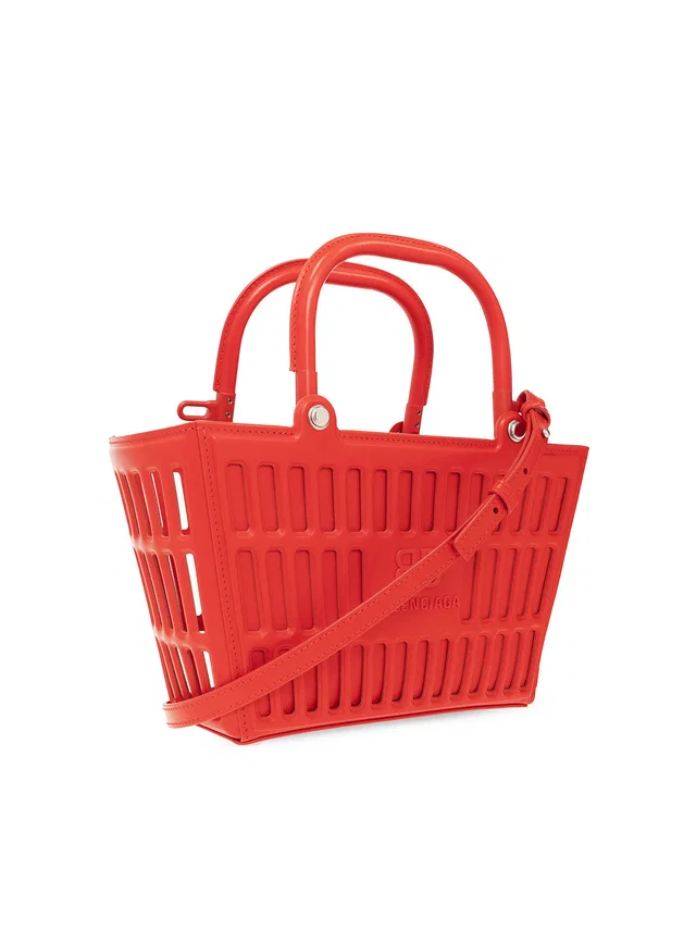 Balenciaga Mag Tote Bag — Red Thermoformed Leather in Red Leather from HEWI