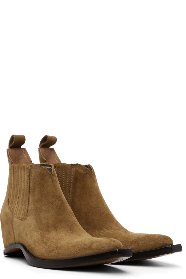 Maison Margiela Tan Heel-Less Western Chelsea Boots, photo 4 of 5 from SSENSE