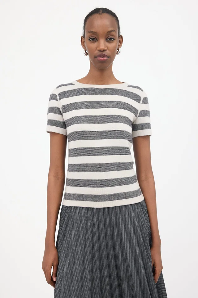 Giorgio Armani Cashmere Striped Top in Cashmere from VSP Consignment