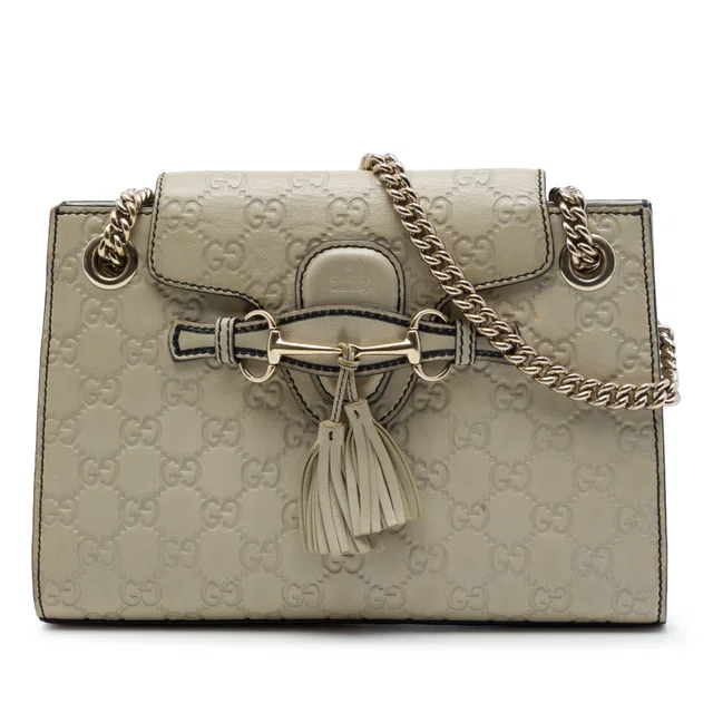 Gray Gucci Small Guccissima Emily Shoulder Bag in Grey Leather from Designer Revival
