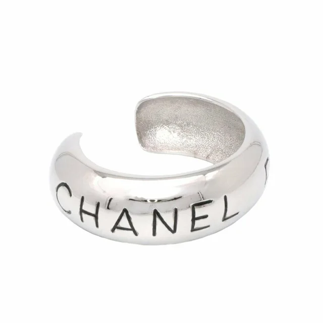 Chanel 96p Silver Logo Bangle Bracelet Cuff in Silver from Bagriculture