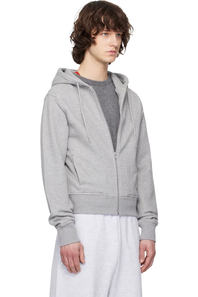 Entire Studios Gray Slim Zip Up Hoodie, photo 2 of 4 from SSENSE