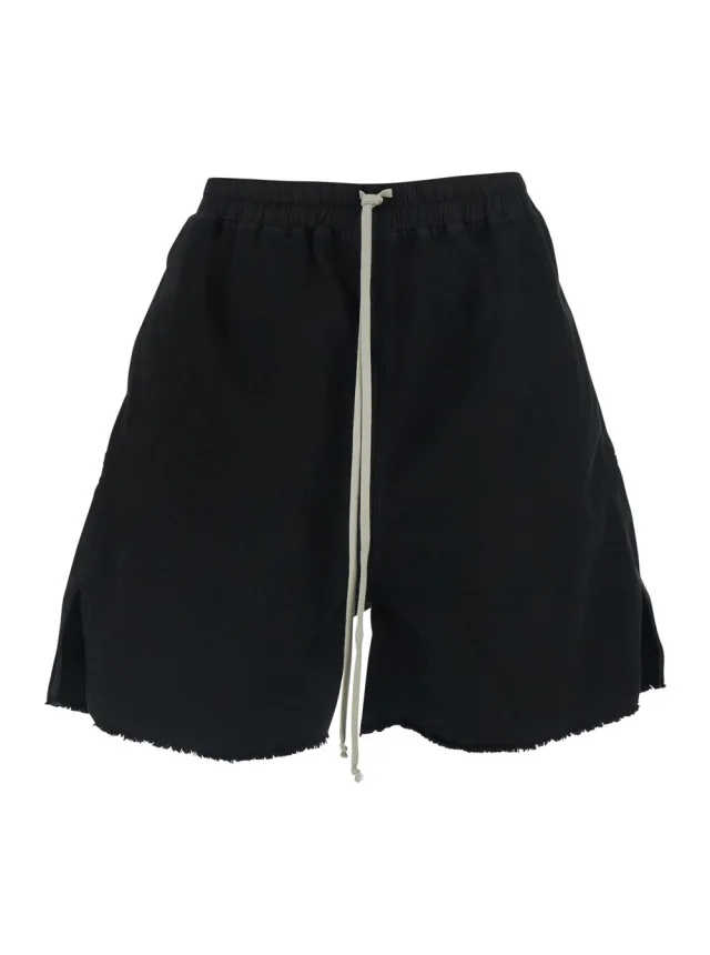 Black Shorts with elasticated drawstring waist and zip at the back in cotton for men in Black, image 1 of 1 from Gaudenzi Boutique