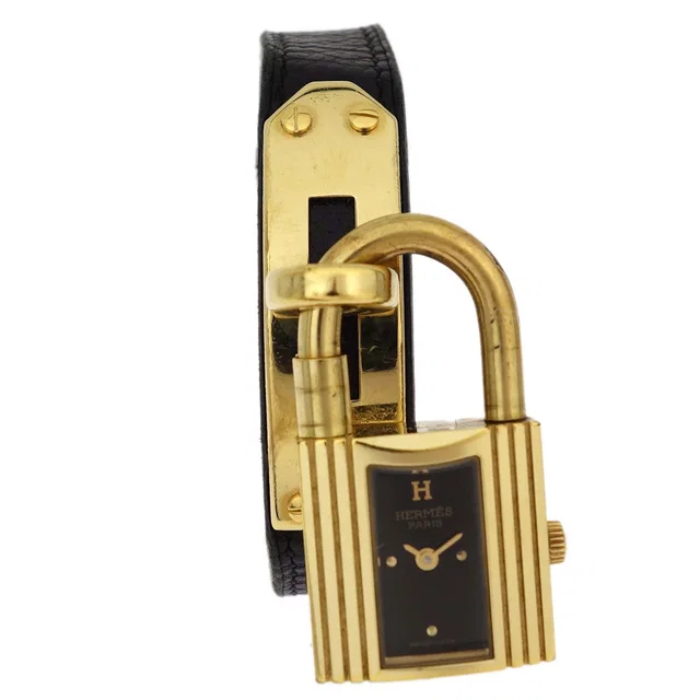 Hermès Kelly Watch 19mm Quartz Watch Black Courchevel #M in Black from AMORE Vintage Tokyo
