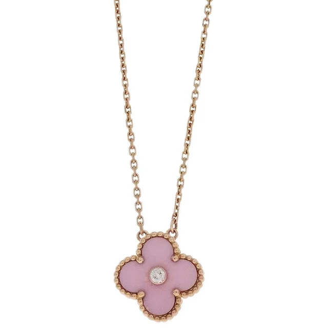Van Cleef & Arpels Alhambra Pendant Necklace Sable Diamond Au750 Jewelry in Beige from AMORE Vintage Tokyo