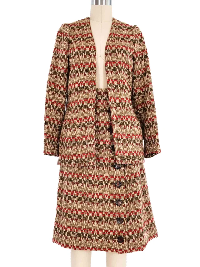 1980s Lanvin Woven Skirt Ensemble in Woven leather from Arcade Vintage