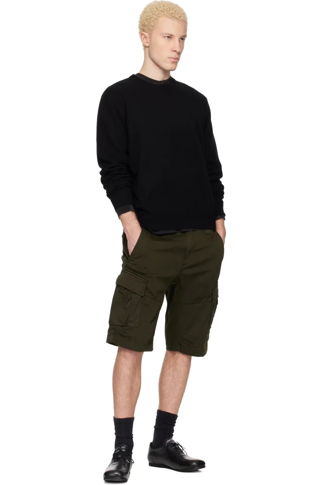 C.P. Company Khaki Stretch Sateen Cargo Lens Shorts, photo 4 of 4 from SSENSE