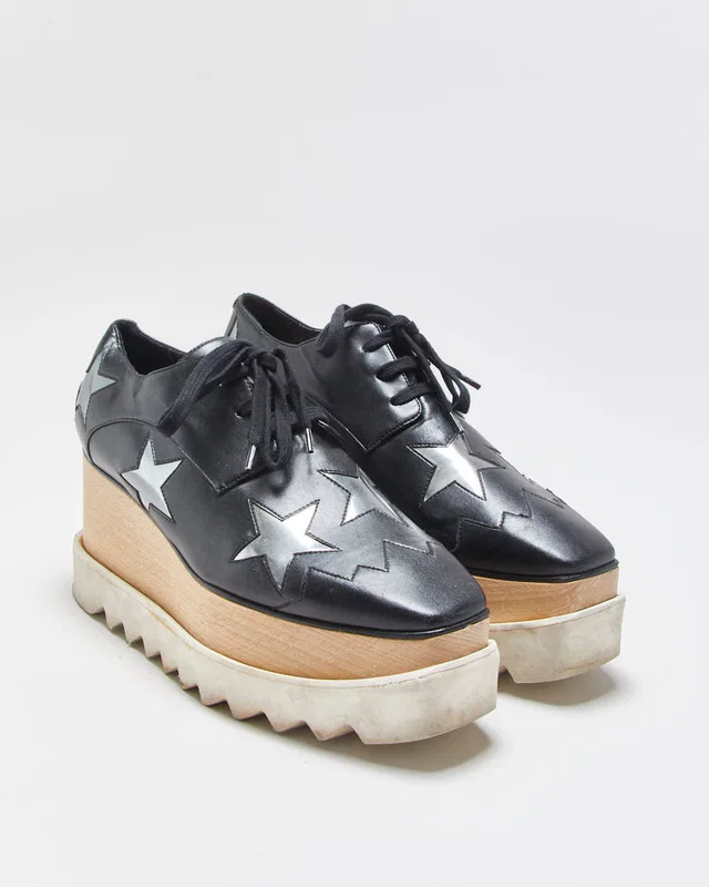 Stella McCartney Elsye Faux Leather Star Platform Loafers - UK4.5 in Leather from Rokit Vintage
