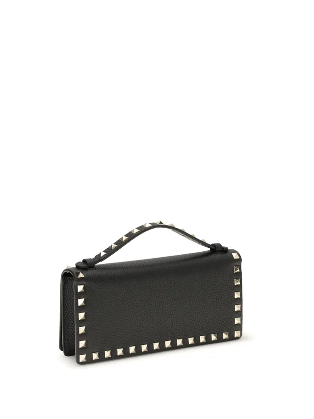 Valentino Garavani Rockstud Wallet — Black Calf Leather & Purses in Black Calfskin from HEWI