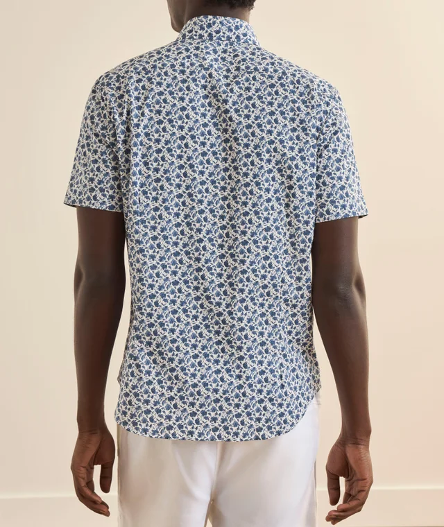 Emanuel Berg Floral Stretch-Poplin Shirt in Dark Blue Cotton & Cotton Blends, photo 3 of 5 from Harry Rosen