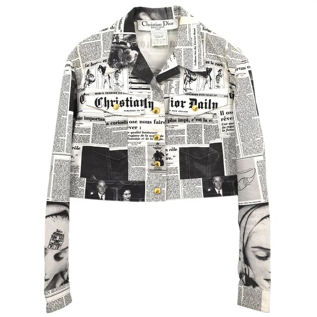Dior 2000 Single Breasted Jacket Newspaper White #40 in White from AMORE Vintage Tokyo