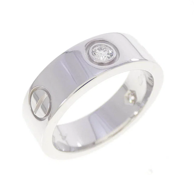 Cartier LOVE 750 White Gold Half Diamond Ring Size 48 in White from LuxUness