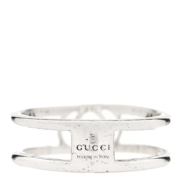 Gucci Sterling Silver 6mm Interlocking G Open Band Ring 50 5.25 in Silver from FASHIONPHILE, photo 3 of 5