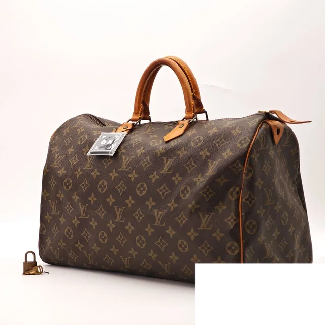 Louis Vuitton Speedy 40 Bag Handbag Brown Padlock Key in Brown Coated canvas from The Reluxe