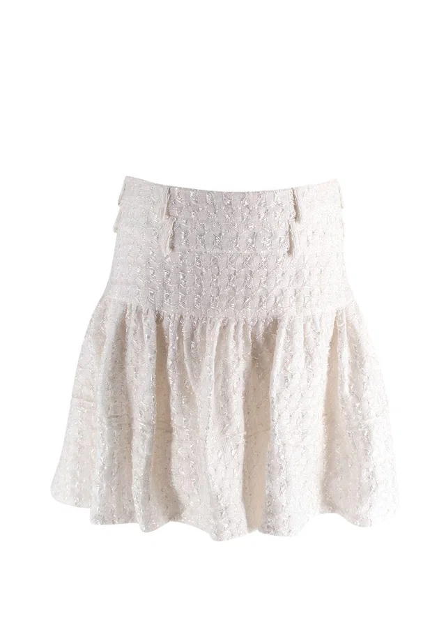 Dior White Pleated A Line Mini Skirt in White Tweed from HEWI