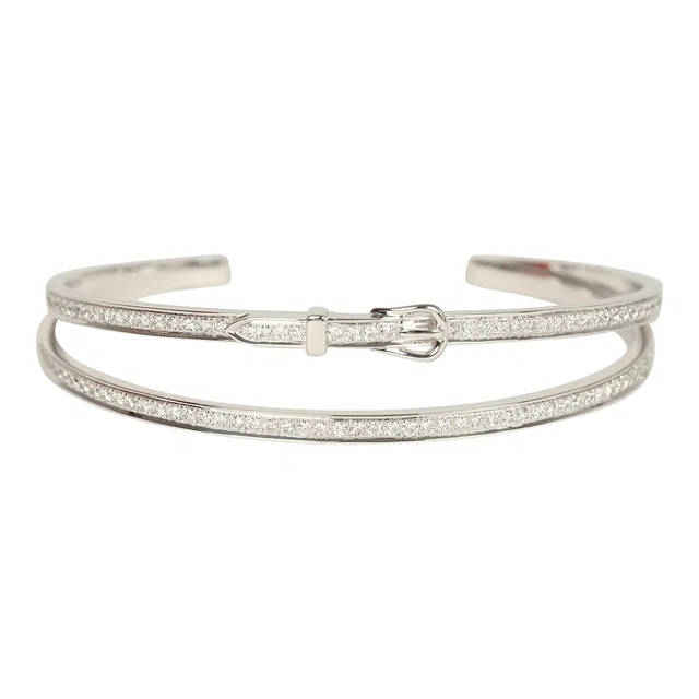 Hermès Etriviere Bracelet GM White Gold & Diamonds in White from Madison Avenue Couture