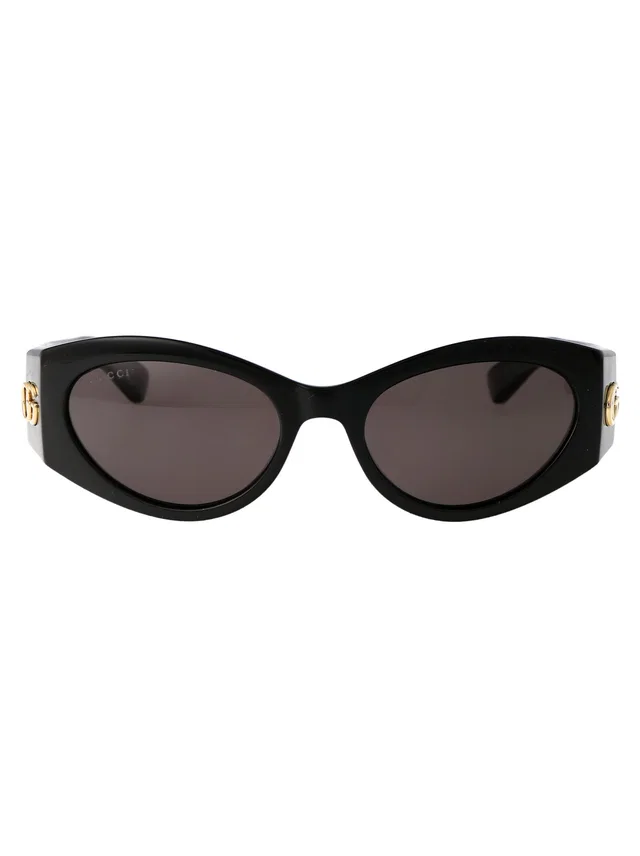 Gucci Gg1401s Oval-Frame Sunglasses — Black Injected in Black from HEWI