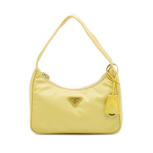 Yellow Prada Mini Tessuto Re Edition 2000 Shoulder Bag in Yellow Nylon from Designer Revival