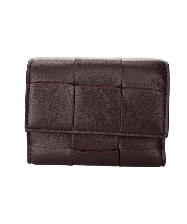 Bottega Veneta Trifold Grape Wallet in Lambskin from Luxury Promise