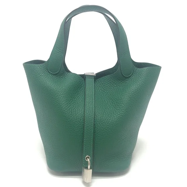 Hermès Handbag Picotin Lock PM 18 PM Taurillon Clemence Vert Moyen Green in Green Clemence leather from The Reluxe