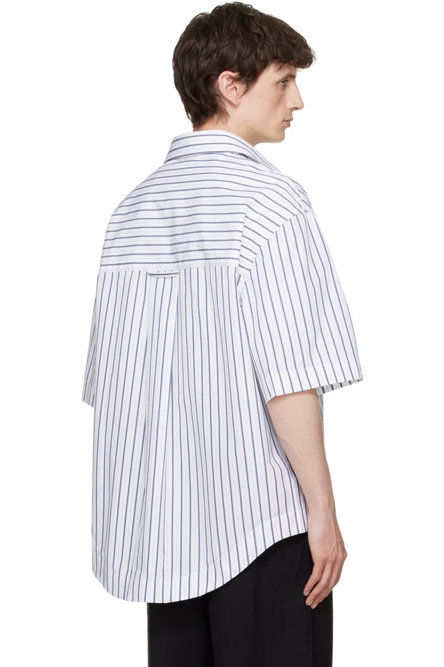 AMI Paris White Striped 'Ami de Coeur' Wide Shirt, photo 3 of 3 from SSENSE