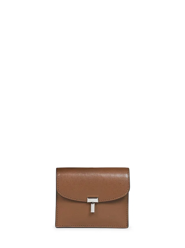 TOTEME T-Lock Closure Card Holder — Brown Calf Leather Wallets & Purses in Brown Calfskin from HEWI