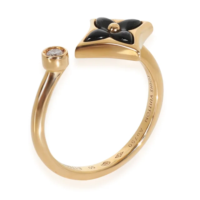 Louis Vuitton Yellow Gold Onyx And Diamond Blossom Mini Star Ring 18k in Yellow from HEWI, photo 2 of 4