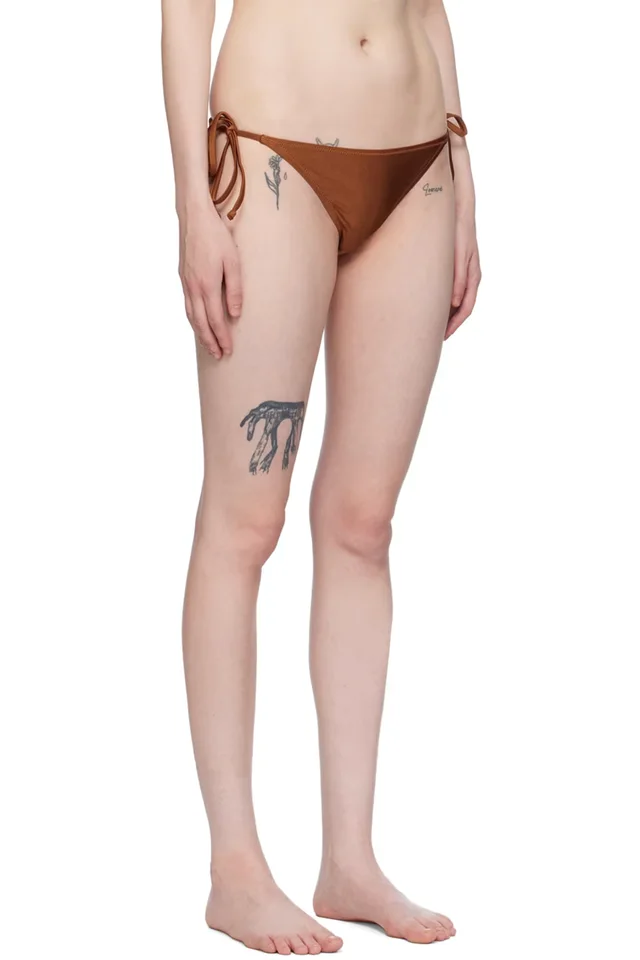 GANNI Brown String Bikini Bottoms, photo 2 of 4 from SSENSE