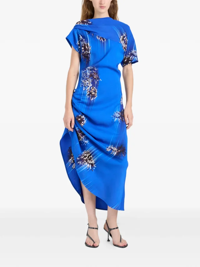 Proenza Schouler Antonella printed draped midi dress, photo 2 of 2 from FARFETCH