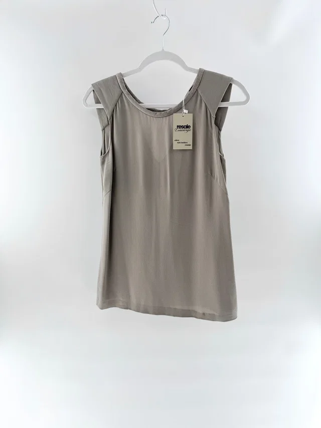 Brunello Cucinelli Sleeveless Round Neck Silk Blouse Top Gray Women's Size Small in gray Silk from Poshmark