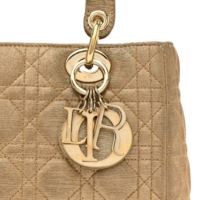 Metallic Nylon Cannage Medium Lady Dior Gold in Gold Nylon from FASHIONPHILE, photo 8 of 12